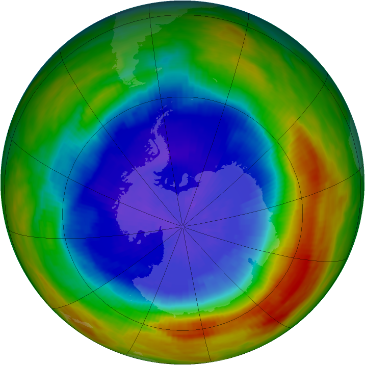 Antarctic ozone map for 24 September 1991